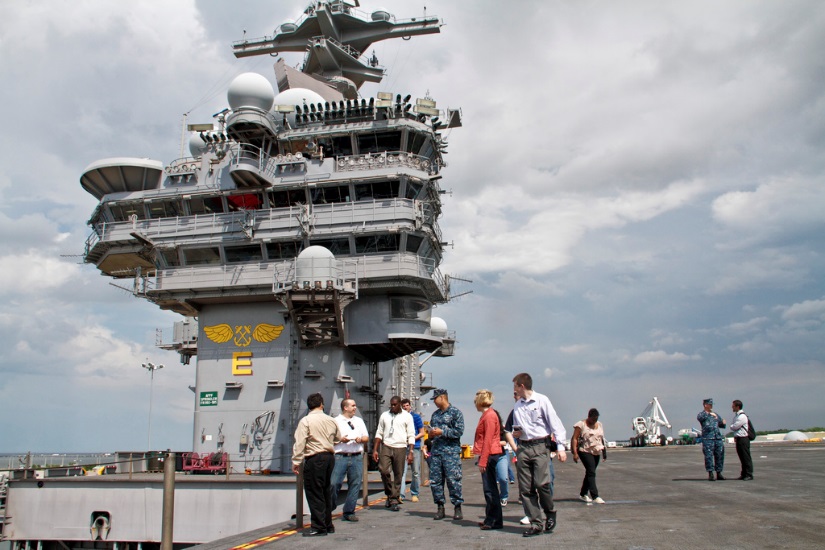 NORFOLK, Va. NAVFAC Atlantic and Mid-Atlantic interns take a tour of the aircraft carrier USS George H.W. Bush (CVN 77) and the guided-missile destroyer USS Stout (DDG 55). Credit: Flickr.com